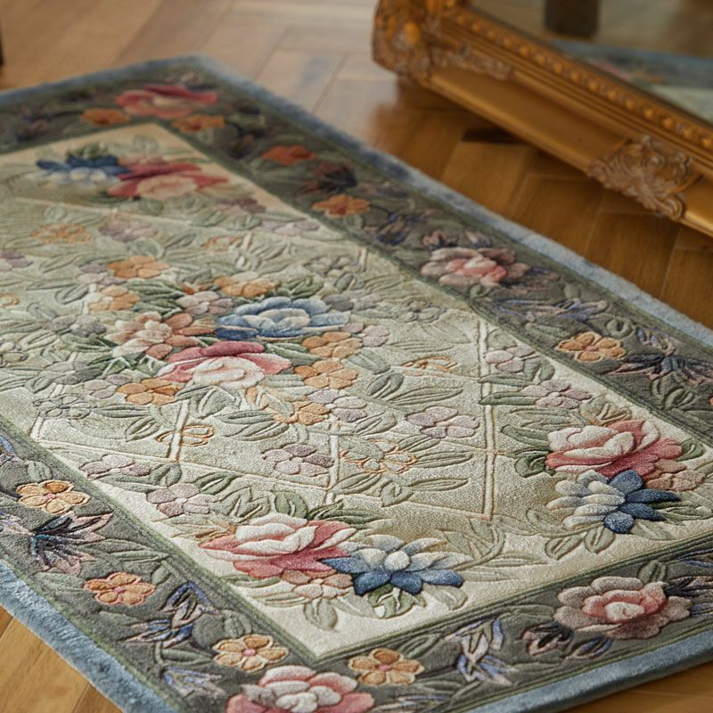 花柄 中国緞通 玄関マット 「手織りシルク緞通」 | Happy Rug Market