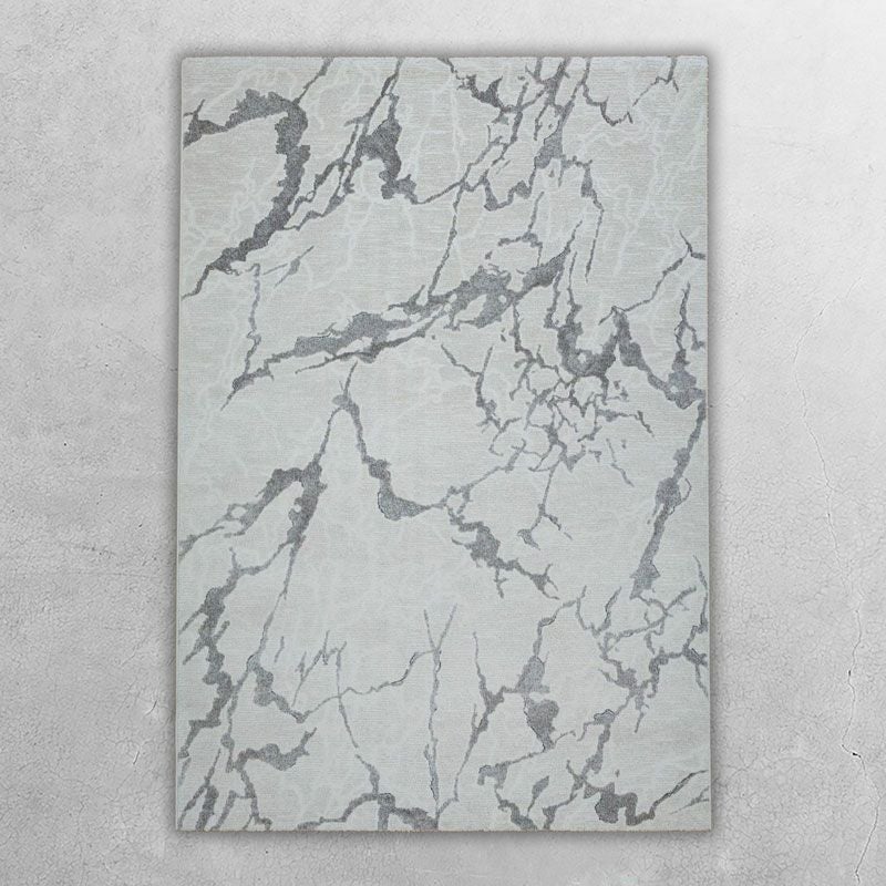 ベルギー製 ウィルトン織 「ホテルライクな大理石調ラグ」 アイボリー