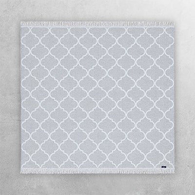 【Happy Rug Market オリジナル】国産　モロッカン柄「素肌に心地いい綿混ラグ」　アッシュグレー