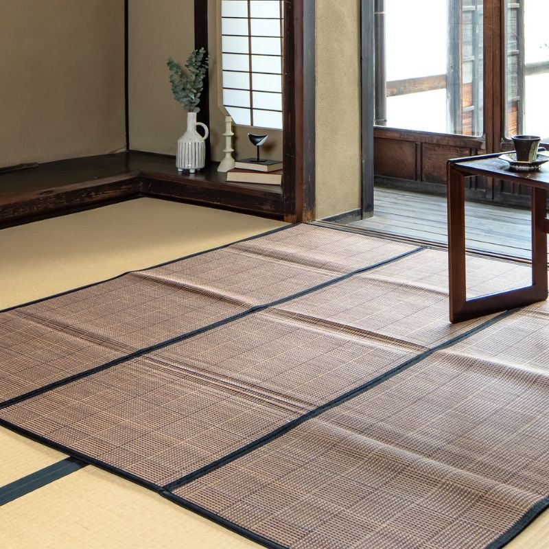 ［ナッツ様限定商品］バクテリアマット竹×4袋＋α 天然素材 市松模様 「ふっくらウレタン入り竹ラグ」ダークブラウン